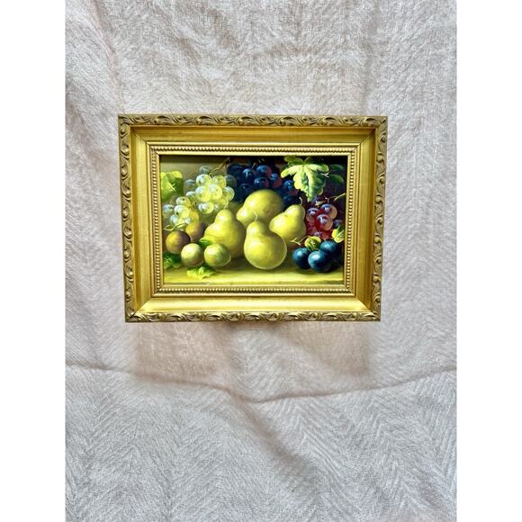 Original Mid-Century Italian Still Life Oil Painting Pears & Grapes R Ricci - Picture 1 of 13